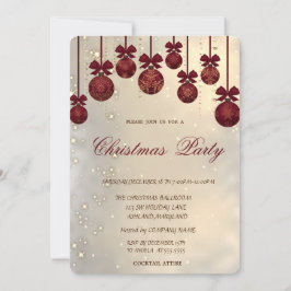 Convite Bolas de Natal Vermelhas Elegantes e Tendências, F