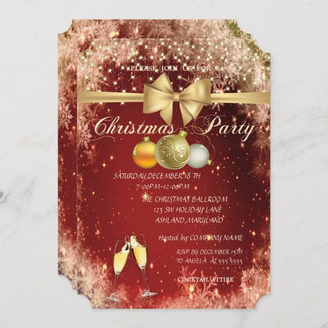 Convite Bolas de Natal, Vidro, Festa de Natal da Companhia (Frente/Verso)