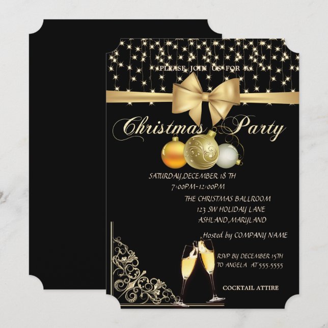 Convite Bolas de Natal, Vidro, Festa de Natal da Empresa B (Frente/Verso)