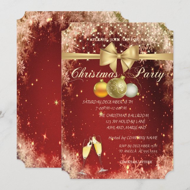 Convite Bolas de Natal, Vidro, Festa de Natal da Empresa B (Frente/Verso)