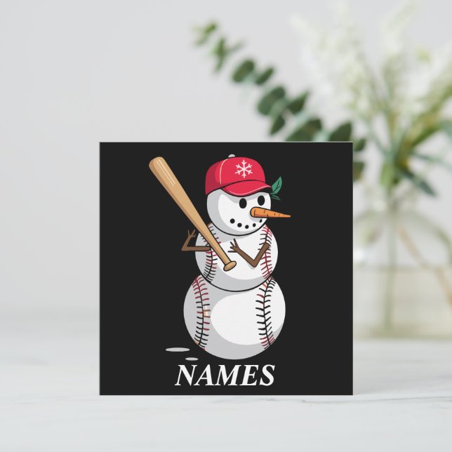 Convite Bolas de Neve de Beisebol com Nome Personalizado N (Em pé/Frente)