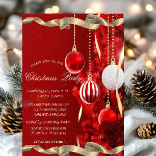Convite Bolas Vermelhas de Natal Árvore de Natal Festa de