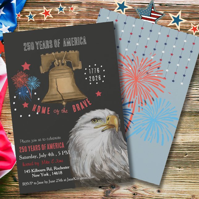 Convite Bold 250th Anniversary Patriotic Eagle & Liberty  (Bold 250th Anniversary Patriotic Eagle & Liberty Invitation)