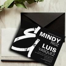 BOLD AMPERSAND Grunge Script Preto Casamento