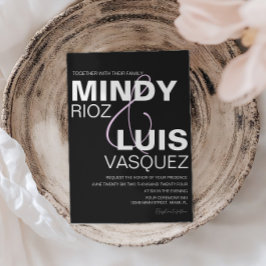 Convite BOLD AMPERSAND Script Black Pink Wedding Invitatio