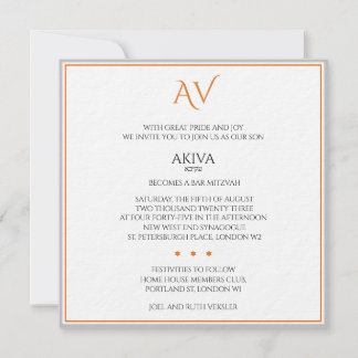 Convite Bold Colorful Bar ou Bat Mitzvah Star de David em