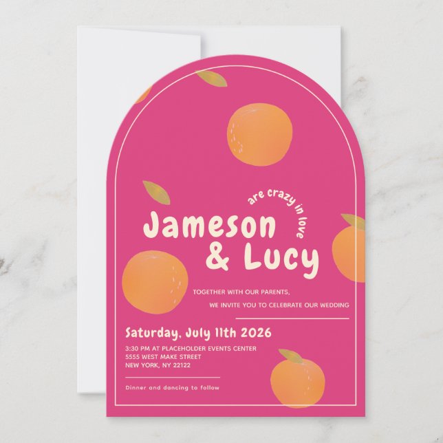 Convite Bold, colorful citrus wedding invitation (Frente)