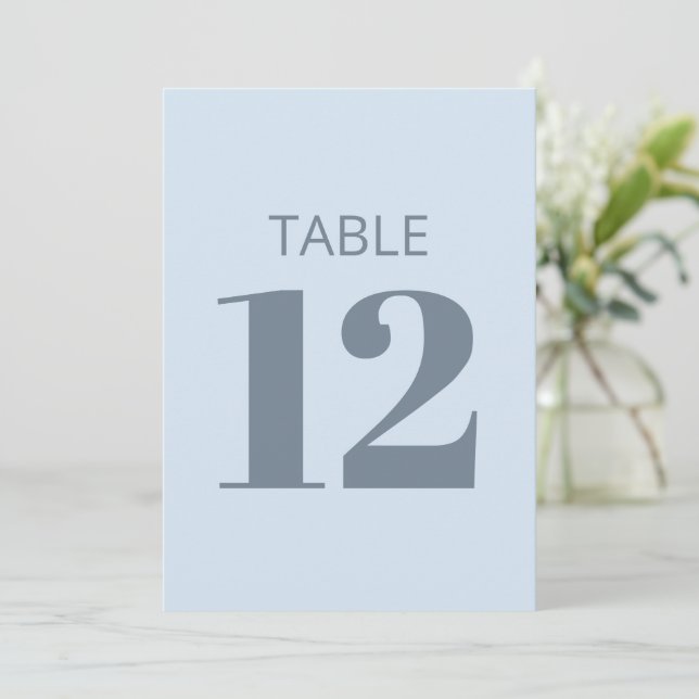 Convite Bold Cool Soft Light Blue Modern Table Number Sign (Em pé/Frente)