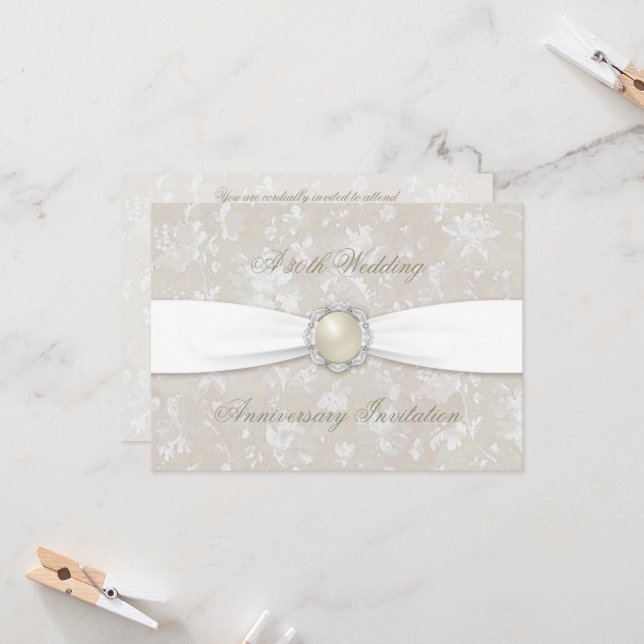 Convite Bold Damask 30 Aniversário de Casamento 4.5x6.25 C (Frente/Verso In Situ)