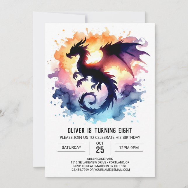Convite Bold Dragon Birthday Digital (Frente)