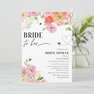 Convite Bold Floral Bee Bride Para Chá de panela
