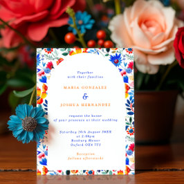 Convite Bold Floral Folk Fiesta Wedding 
