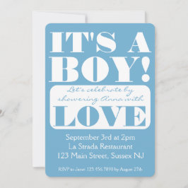 Convite Bold Font é um Boy! Chá