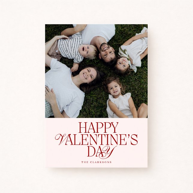 Convite Bold Font family Photo Valentine’s Day Card (Criador carregado)