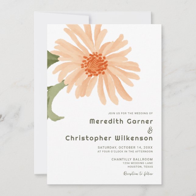 Convite Bold Modern Peach Floral Wedding (Frente)