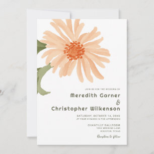 Convite Bold Modern Peach Floral Wedding