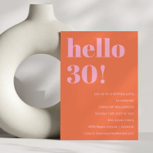 Bold Modern Simple Orange aniversário de 30 anos