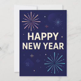 Convite Bold Navy Gold 2026 Celebration Fireworks