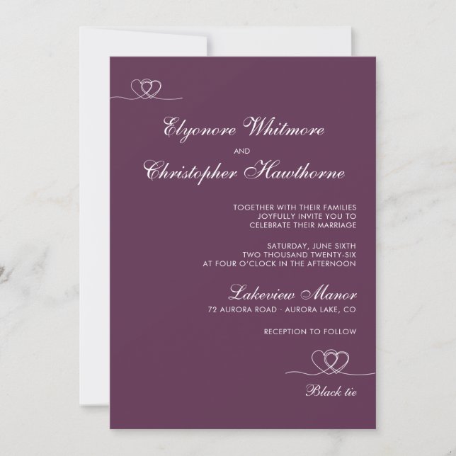 Convite Bold Plum Modern Chic Mix and Match Wedding (Frente)