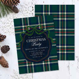 Convite Bold Preppy Plaid Christmas Heritage Party 
