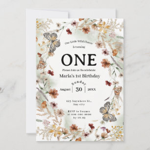 Convite Bold Rustic Floral Baby Birday