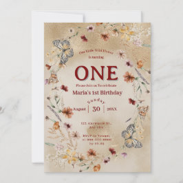 Convite Bold Rustic Floral Baby Birday