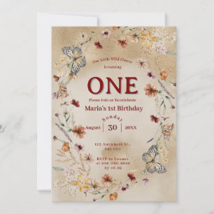 Convite Bold Rustic Floral Baby Birday