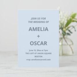 Convite Bold Soft Blue Modern Minimal Wedding Typography