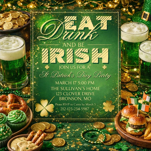 Convite Bold St. Patrick’s Day Invitation (Criador carregado)