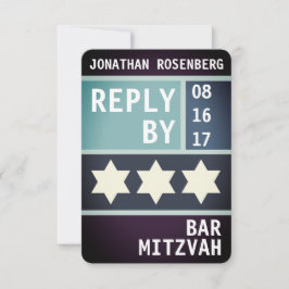 Convite Bold Star: Resposta RSVP do Bar David Mitzvah