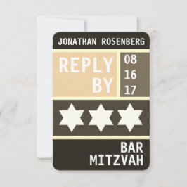Convite Bold Star: Resposta RSVP do Bar David Mitzvah