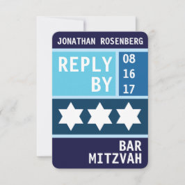 Convite Bold Star: Resposta RSVP do Bar David Mitzvah
