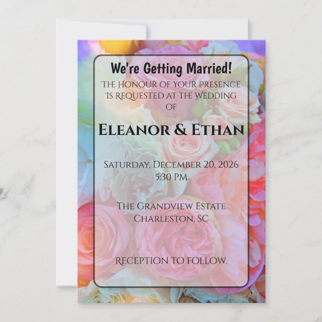 Convite Bold Summer Garden Floral Bright Photo Wedding (Frente)