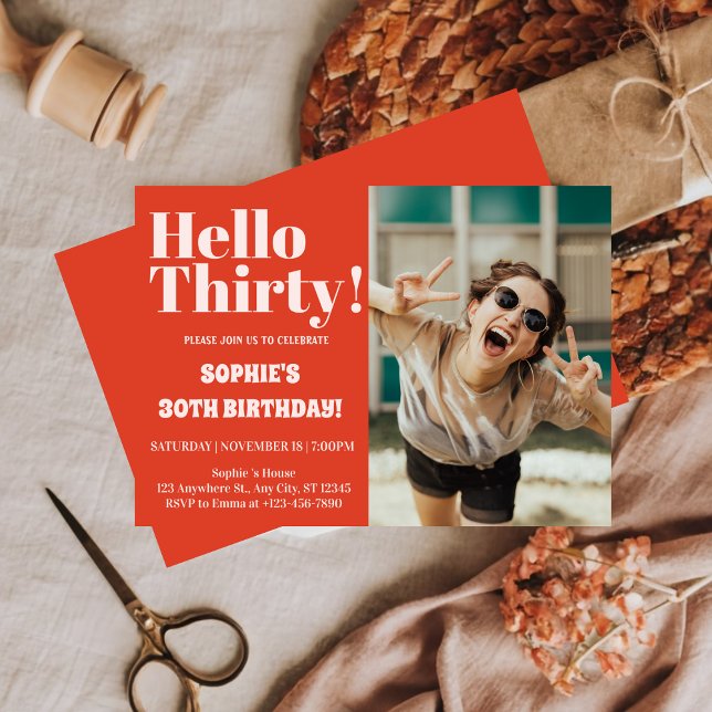 Convite Bold Typografia Moderno aniversário de 30 anos de  (Criador carregado)