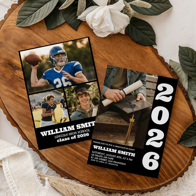 Convite Bold Typography Photo Graduation Invite (Criador carregado)