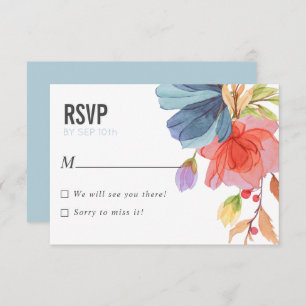 Convite Bold Watercolor Flores Selvagens do Casamento Aqua