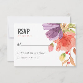 Convite Bold Watercolor Wildflower PINK casamento RSVP
