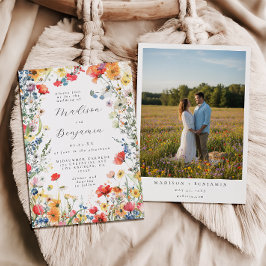 Convite Bold Wildflower Photo Wedding