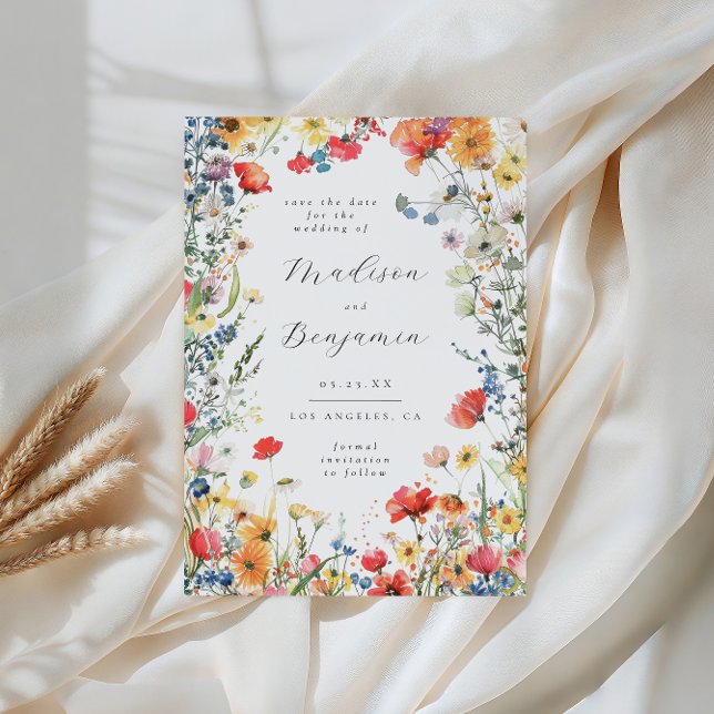 Convite Bold Wildflower Wedding Save the Date (Criador carregado)