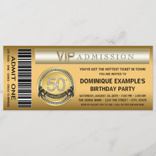 Convite Boleto Dourado Festa de Aniversário de 50 anos