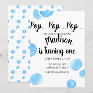 Convite Bolha de Aquarela Pop Pop Pop Aniversário 