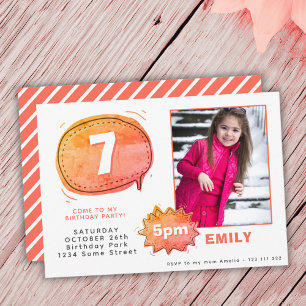 Convite Bolha de Fala de Desenho Animado Foto Garota Anive