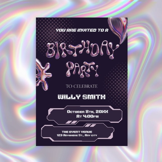 Convite Bolha metálica roxa Y2K (Criador carregado)