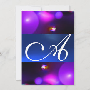 Convite BOLHA QUÂNTICA MONOGRAMA roxo azul