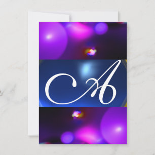 Convite BOLHA QUÂNTICA MONOGRAMA  roxo azul rsvp