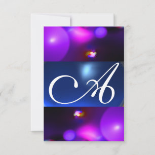 Convite BOLHA QUÂNTICA MONOGRAMA roxo azul rsvp