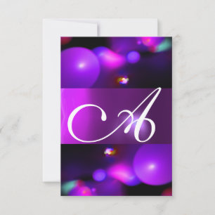 Convite BOLHA QUÂNTICA MONOGRAMA roxo rsvp