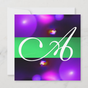 Convite BOLHA QUÂNTICA MONOGRAMA roxo verde