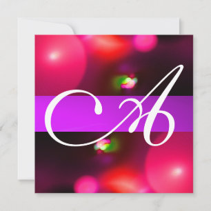 Convite BOLHA QUÂNTICA MONOGRAMA roxo vermelho