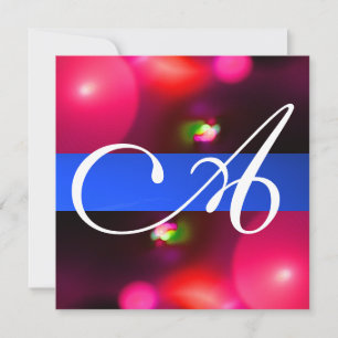 Convite BOLHA QUÂNTICA MONOGRAMA vermelho azul